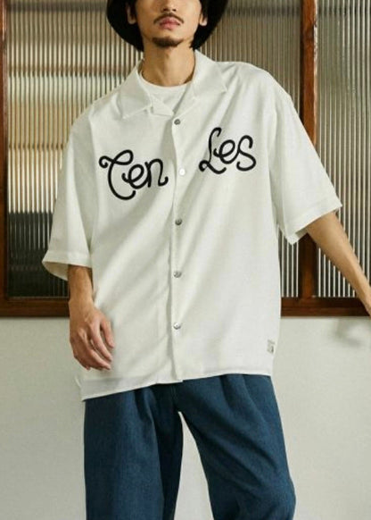 Classy White Peter Pan Collar Print Cotton Shirts Summer