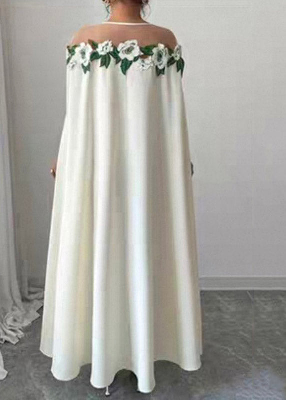 Classy White Tulle Patchwork Maxi Dresses Spring