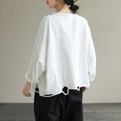 Classy White cotton Blouses For Women O Neck daily Spring top