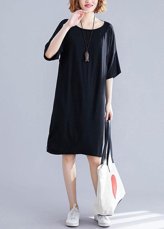 Classy Black Cotton Clothes Backless Cotton Summer Dresses