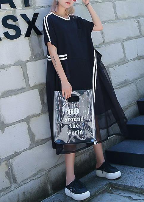 Classy Black Cotton Clothes O Neck Dresses Summer Dresses