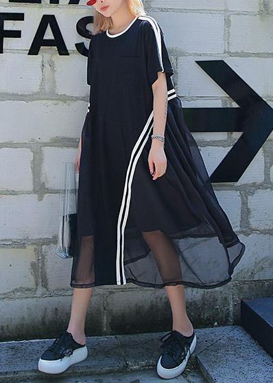 Classy Black Cotton Clothes O Neck Dresses Summer Dresses