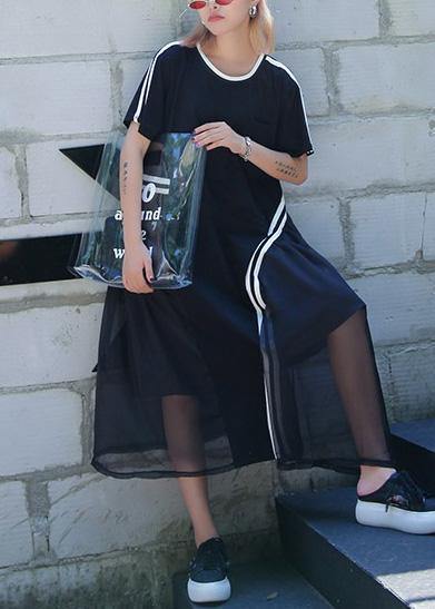 Classy Black Cotton Clothes O Neck Dresses Summer Dresses