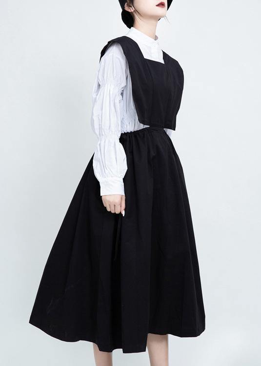 Classy Black Cotton Clothes for Drawstring Dresses Sleeveless Dresses