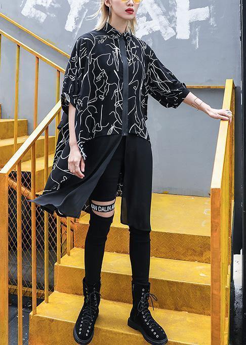 Classy Black Prints Chiffon Dresses Patchwork Tulle Art Summer Dress