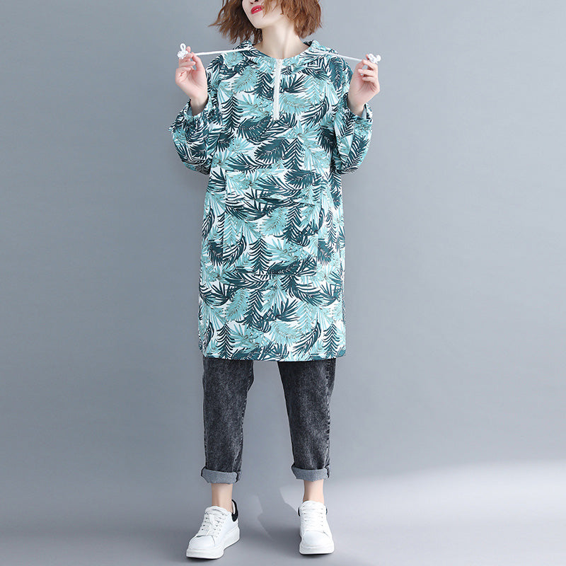 Classy Blue Cotton Tunic Dress Pakistani Ideas Hooded Art Print Dresses
