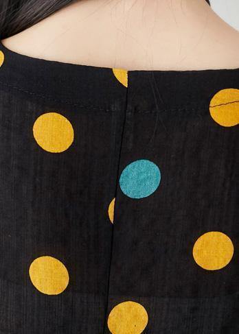 Classy Dotted Cotton Clothes Shape Black Dress Summer