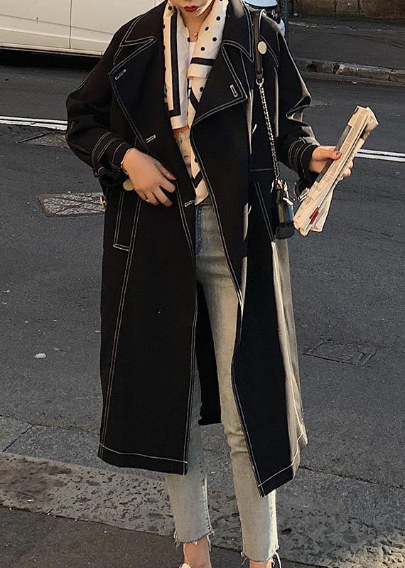 Classy Double Breast Winter Box Coat Black Knee Coat