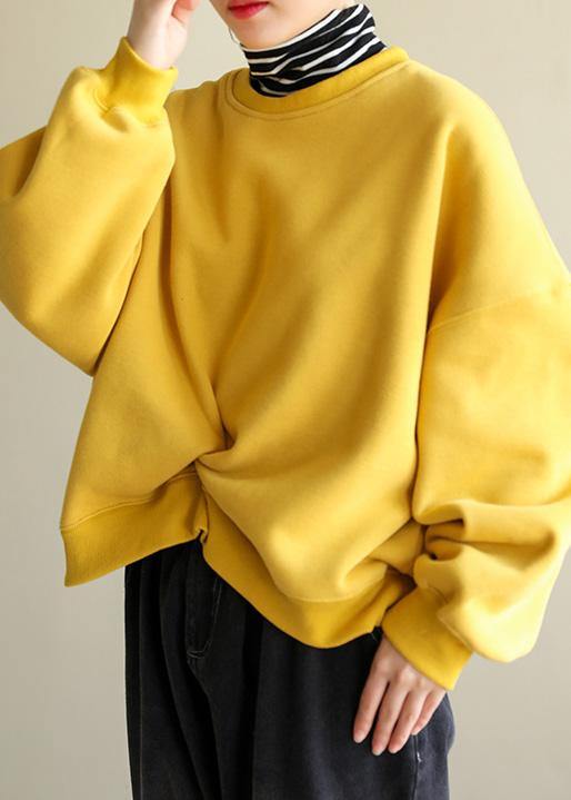 Classy False Two Pieces Cotton Spring Clothes Shape Yellow Top