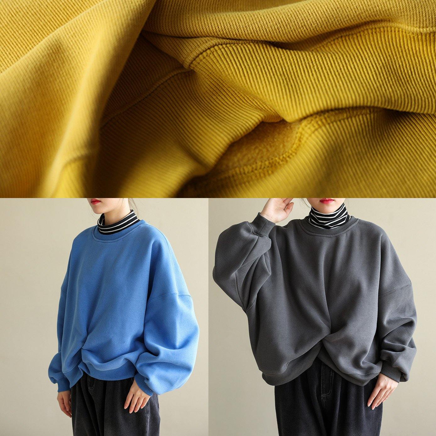Classy false two pieces cotton spring clothes Shape yellow top