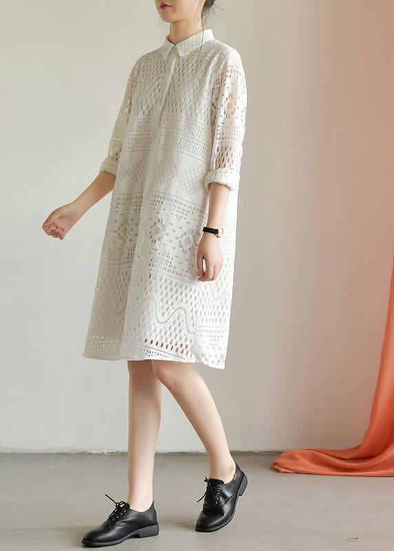Classy Hollow Out Blended Quilting Dresses Inspiration White Patchwork Dress Fall