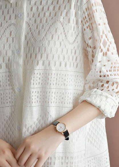 Classy Hollow Out Blended Quilting Dresses Inspiration White Patchwork Dress Fall