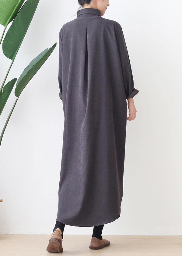 Classy Lapel Low High Design Fine Clothes Gray Oversized Coat
