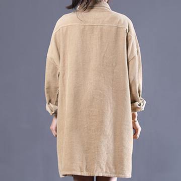 Classy Lapel Side Open Spring for Khaki Loose Coats