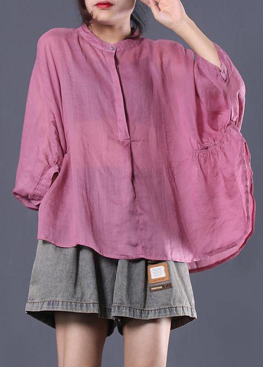 Classy Linen Blouse Batwing Sleeve Comfortable Color T-shirt