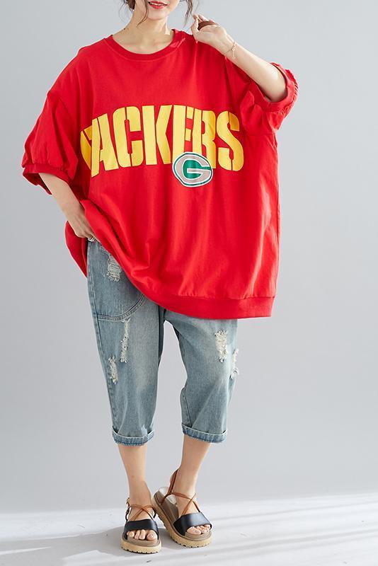 Classy O Neck Batwing Sleeve Cotton Blouse Photography Red Short Top Summer