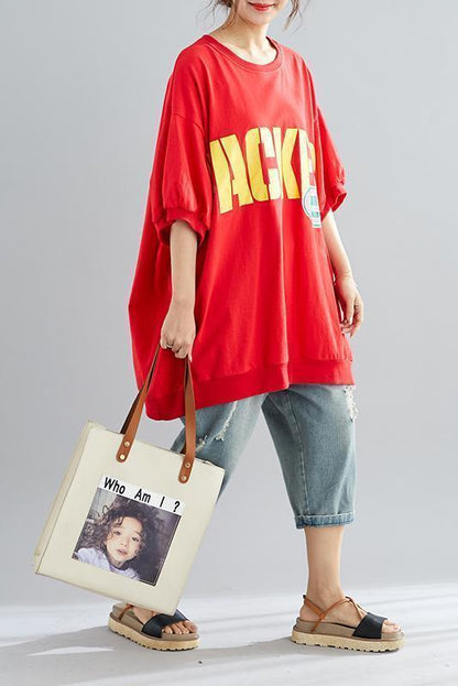 Classy O Neck Batwing Sleeve Cotton Blouse Photography Red Short Top Summer