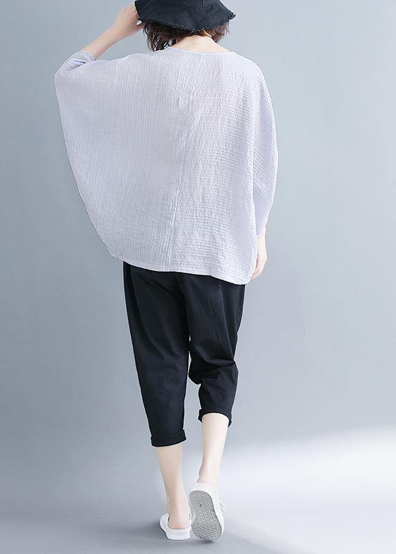 Classy O Neck Batwing Sleeve Patchwork Cotton Blended Shirts Design Gray Purple Baggy Tops Summer