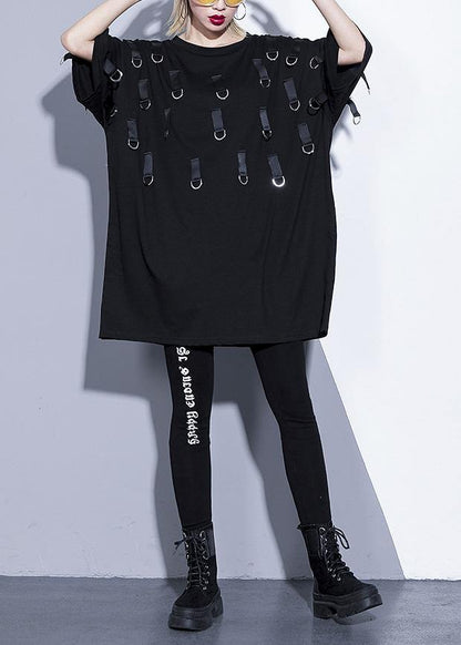 Classy O Neck Three Quarter Sleeve Cotton Clothes Tutorials Black Dresses Summer