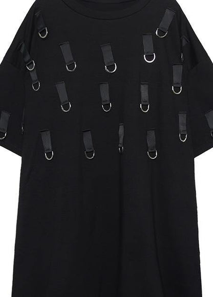 Classy O Neck Three Quarter Sleeve Cotton Clothes Tutorials Black Dresses Summer