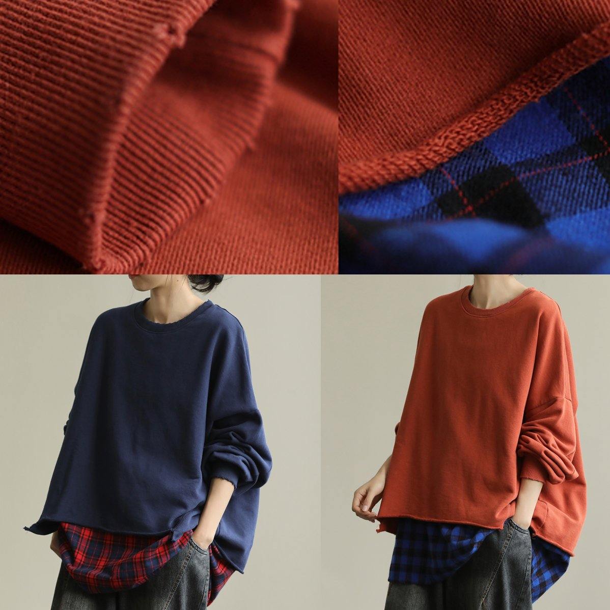 Classy o neck false two pieces tunic top Tutorials blue blouses
