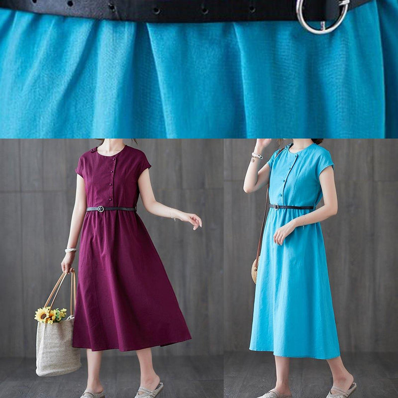 Classy O Neck Patchwork Linen Cotton Summer Clothes for Sewing Red Dress