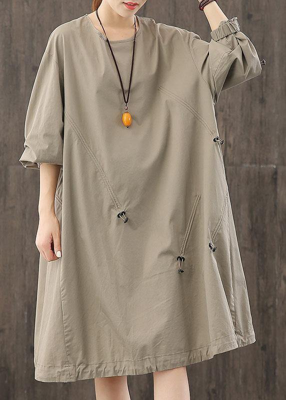 Classy O Neck Cinched Clothes Wardrobes Gray Dresses