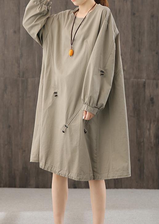Classy O Neck Cinched Clothes Wardrobes Gray Dresses