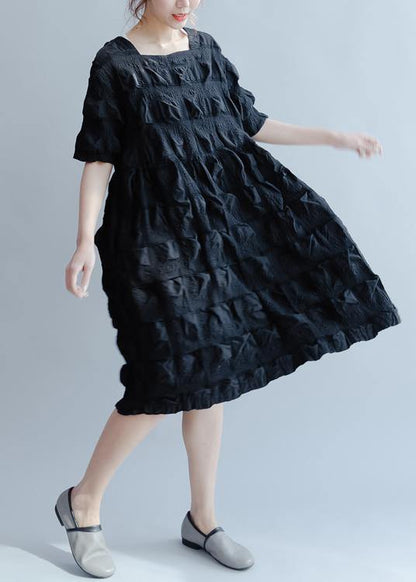 Classy O Neck Cinched Summer Dress Work Outfits Black Dresses