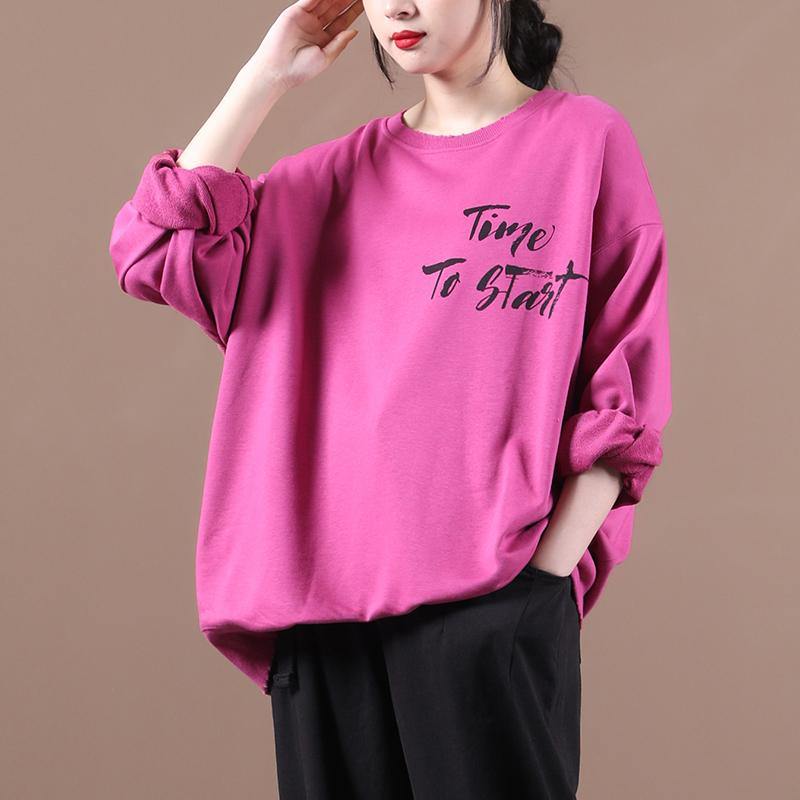 Classy Rose Letter Clothes for O Neck Baggy Clothing Fall Blouse