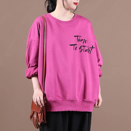 Classy rose Letter clothes For Women o neck baggy Plus Size Clothing fall blouse