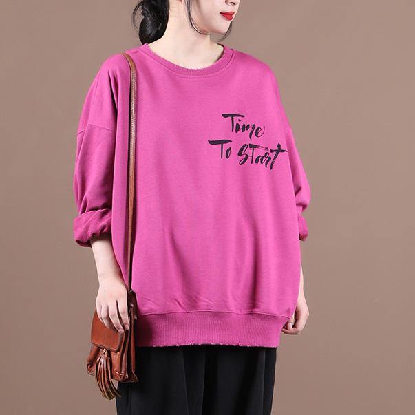 Classy rose Letter clothes For Women o neck baggy Plus Size Clothing fall blouse