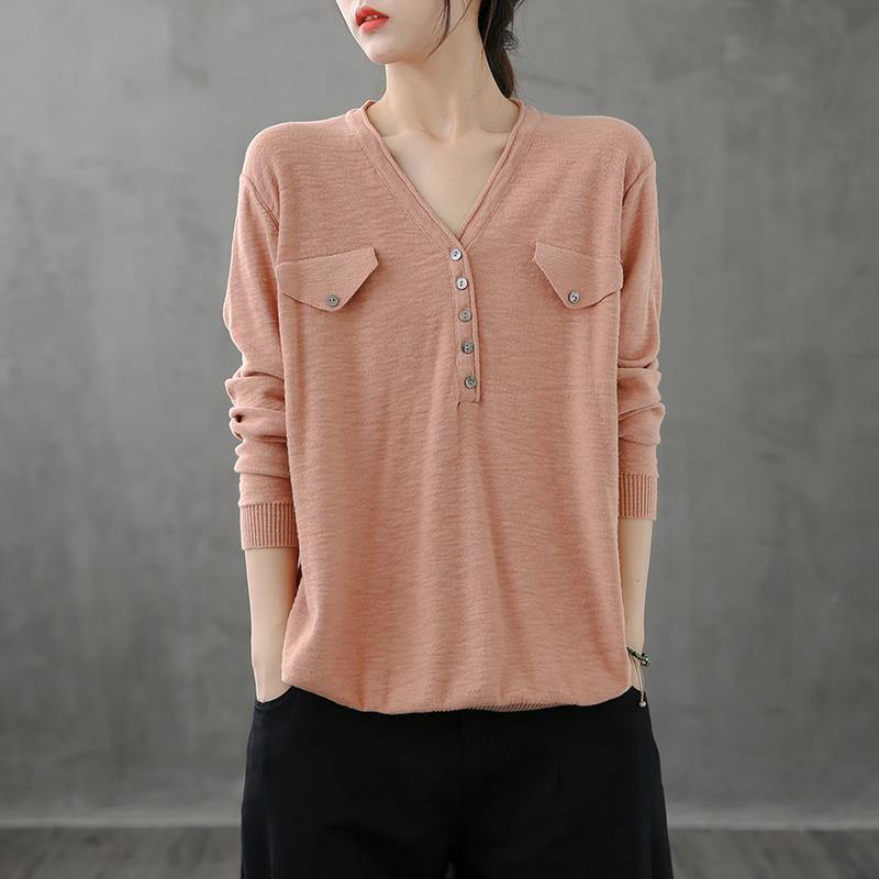 Classy V Neck Button Down Tunic Top Inspiration Pink Top