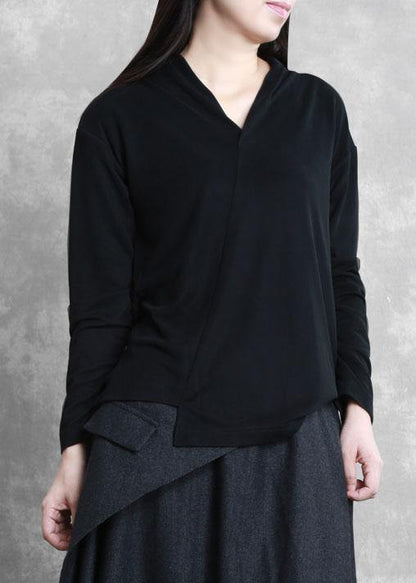 Classy v neck asymmetric tunic top Photography black shirts