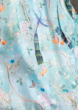Classy V Neck Tie Waist Linen Dress Pakistani Work Light Blue Dress Summer