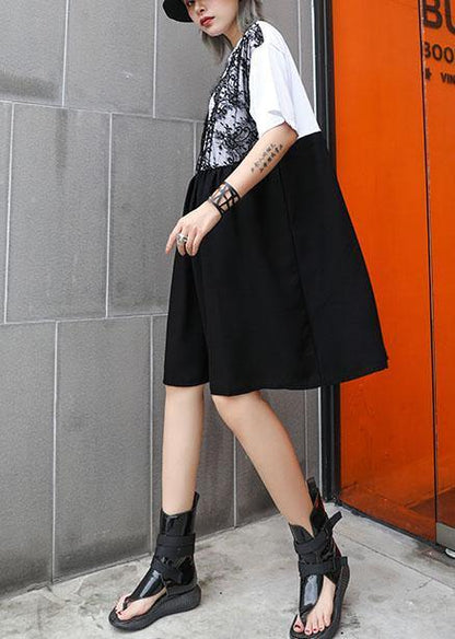 Classy White Cotton Clothes Patchwork Short Summer Dress