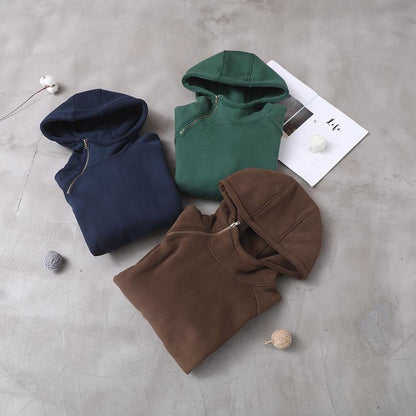 Classy zippered cotton hooded blouses for women Inspiration green thick blouse