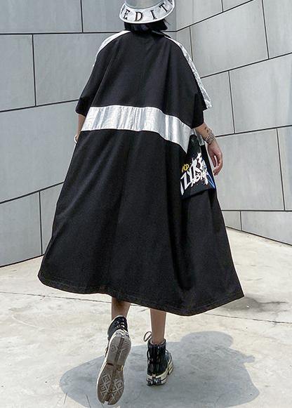Classy Zippered Pockets Fine Trench Coat Black Baggy Summer Coats