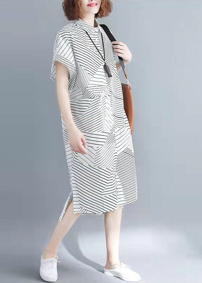 Classy Black Chiffon Clothes Work Stand Collar Summer Dress