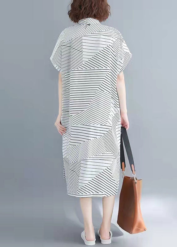 Classy Black Chiffon Clothes Work Stand Collar Summer Dress
