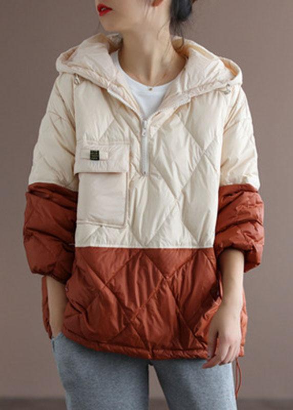 Grey Zippered Pockets Duck Down Coat Winter Down Jacket