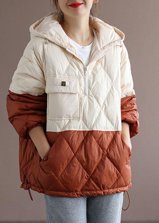Grey Zippered Pockets Duck Down Coat Winter Down Jacket