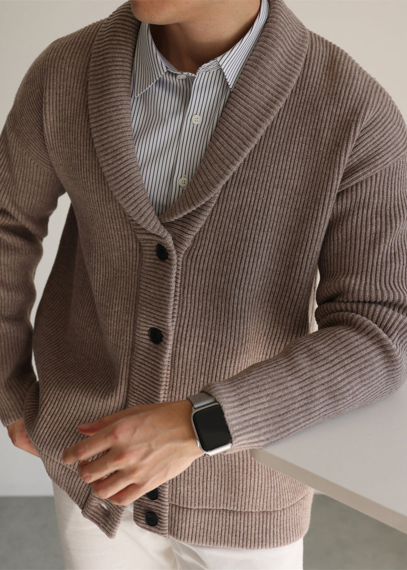 Coffee Button Cozy Knitted Cotton Winter Cardigans Peter Pan Collar