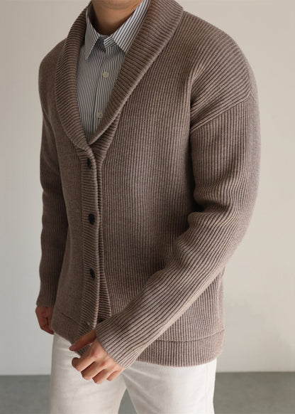 Coffee Button Cozy Knitted Cotton Winter Cardigans Peter Pan Collar