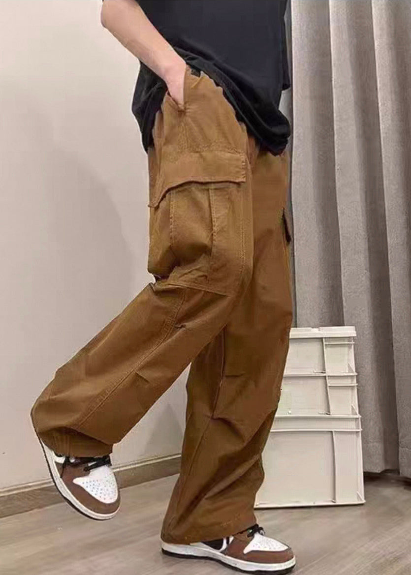 Coffee Pockets Cotton Pants Clothing High Waist Summer