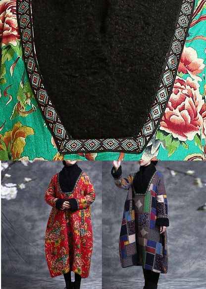 Colorblock Plaid Fine Cotton Filled a Line Dresses Teddy Faux Fur Collar Winter
