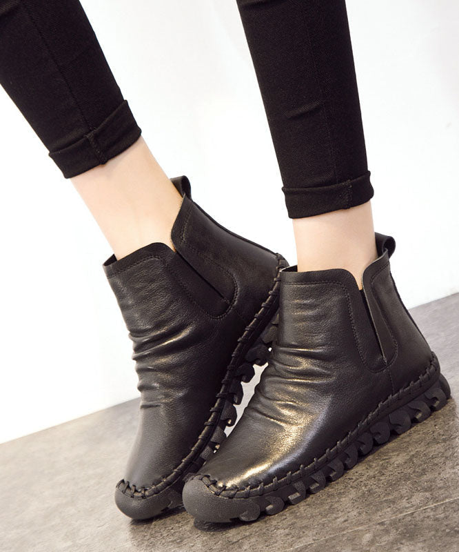Comfortable Splicing Boots Brown Cowhide Leather Ankle Boots