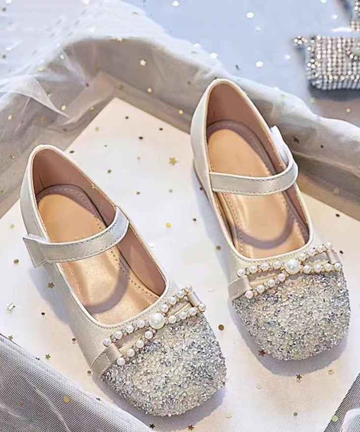 Comfy Apricot Zircon Buckle Strap Flat Feet Shoes