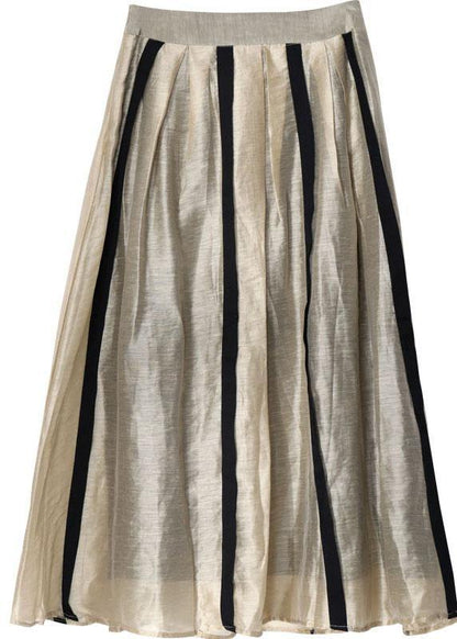 Comfy Black Text Patchwork Summer Skirt Cotton Linen
