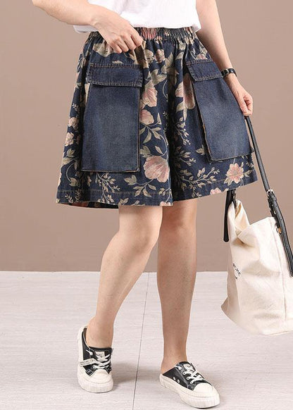 Comfy Blue Pink Hot Pants High Waist Summer Denim Pants